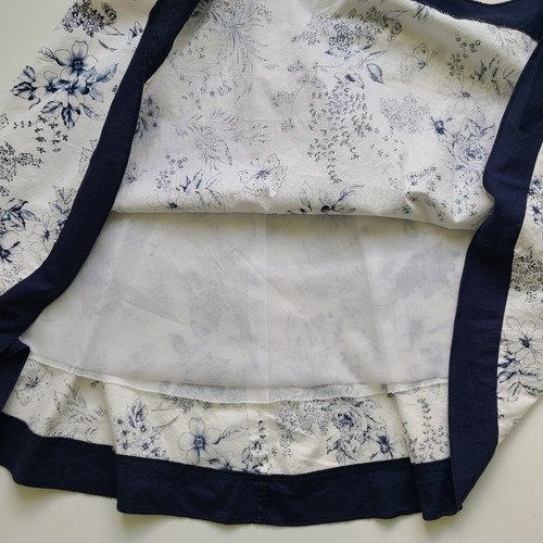 Floral Sundress Dress 3 Floral Navy Blue White Knee Cotton Milkmaid Juniors - Picture 10 of 12