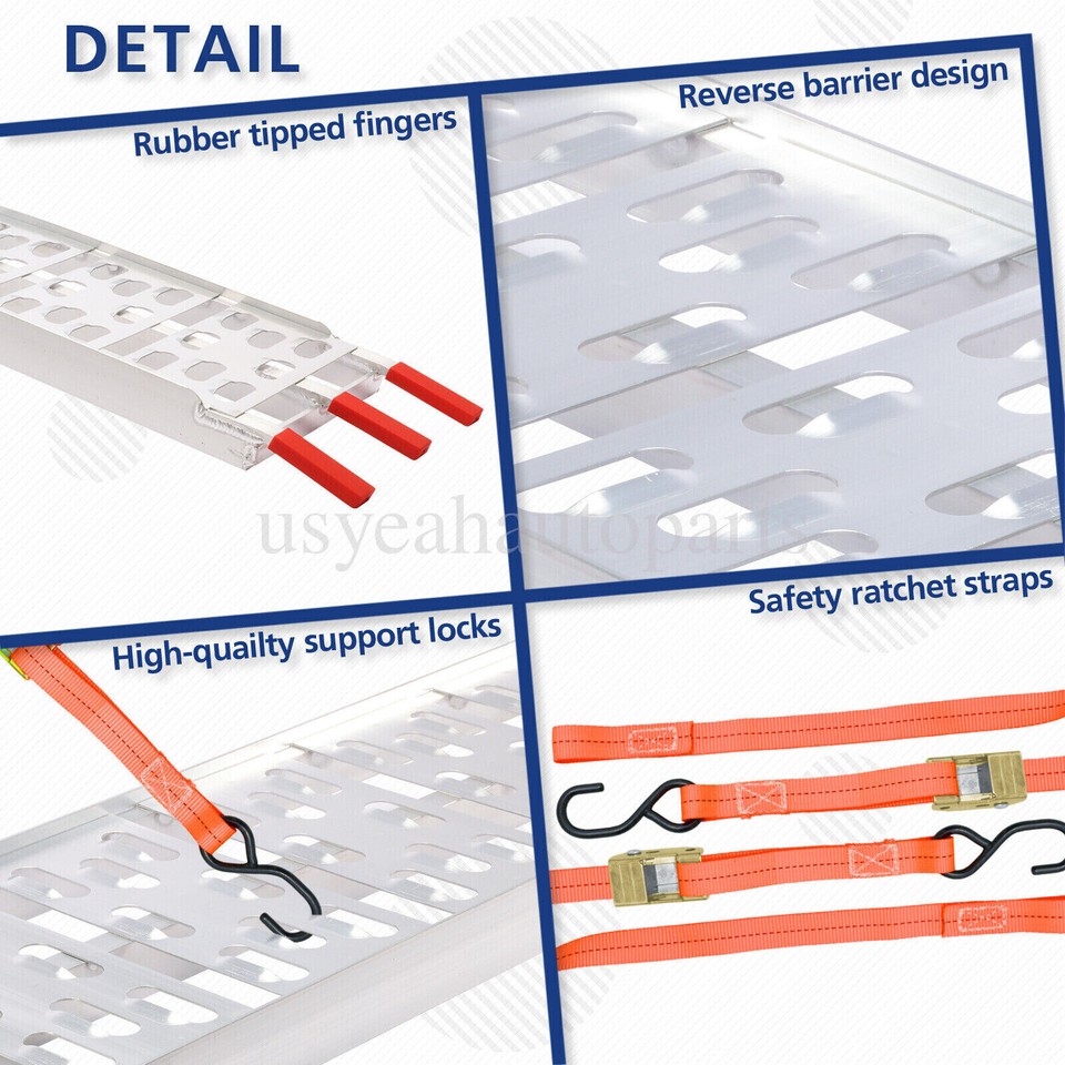 Aluminum Loading Ramps For Arched Motorcycle ATV/UTV Truck Lawn w/2 ...
