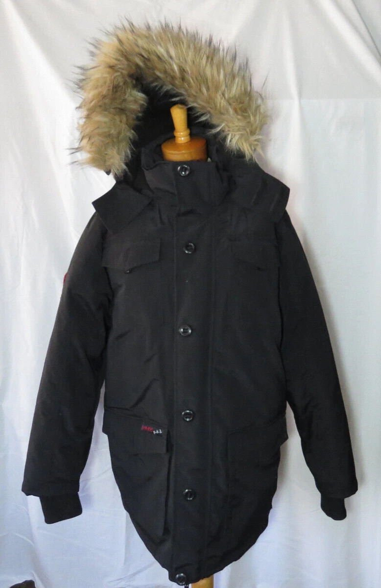 Canada Weathergear Black Winter Mens Insulated Jacket Faux Fur Hood Size Large L