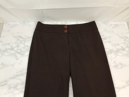 City Streets Cropped Capri Pants Womens 11 Brown Stretchy Flat Front Trousers D1 - Picture 2 of 5