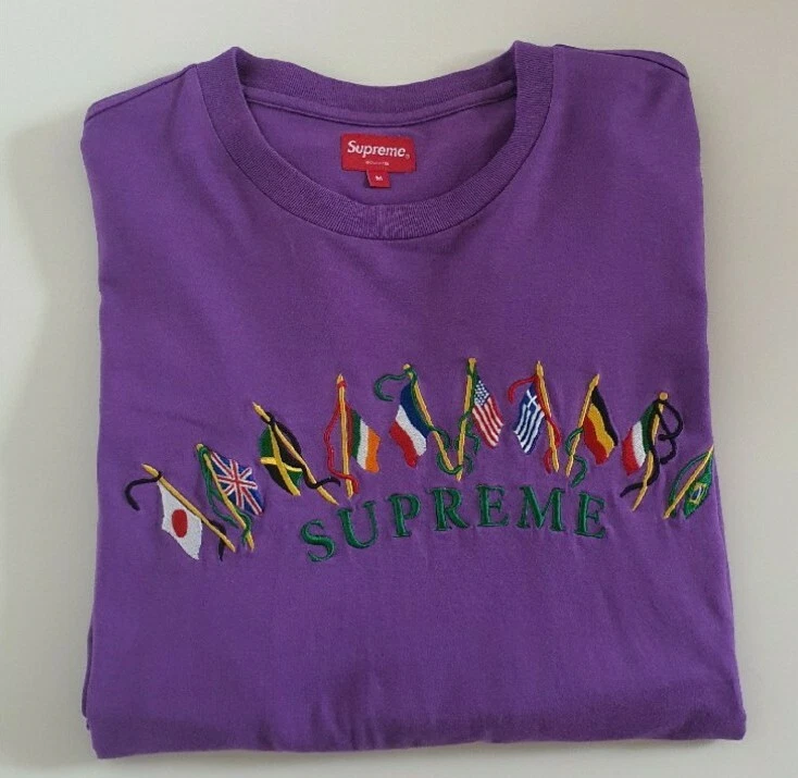 SS19 Supreme Flags Violet L/S Top size M medium long sleeve tee T shirt