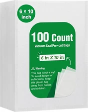 100 6"x10" Bags Food Magic Seal 4 Mil for Vacuum Food Storage Sealer Bags
