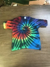 Vtg Tie Dye Tshirt Youth Small Boy Girl Kids Hipster 80s 90s Unworn Hippie Swirl