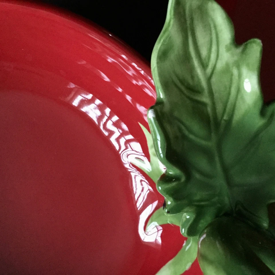 Martha Stewart Server Tray 3 Section Condiment, Salsa Ceramic Tray Red - Image 3 of 4