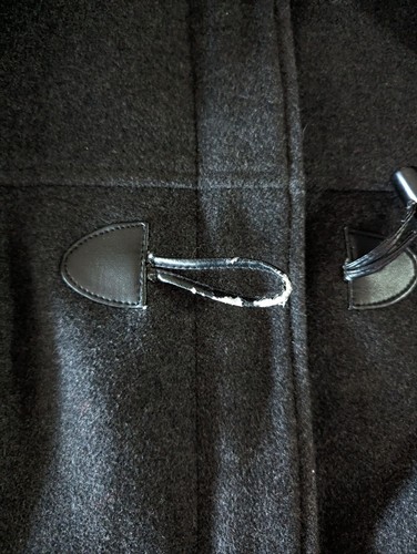 Nautica Charcoal Gray Hooded long Pea Coat Wool Blend Zip & Toggle Button up L - Picture 10 of 12