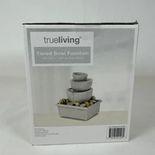 TrueLiving Tabletop Water Fountain Grey 3 Tier  - Indoor Decor - CALMING WATER  