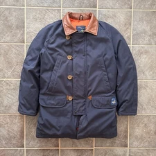 Vintage 90s Canada Goose Snow Goose Parka Coat With Leather Collar Size M Navy