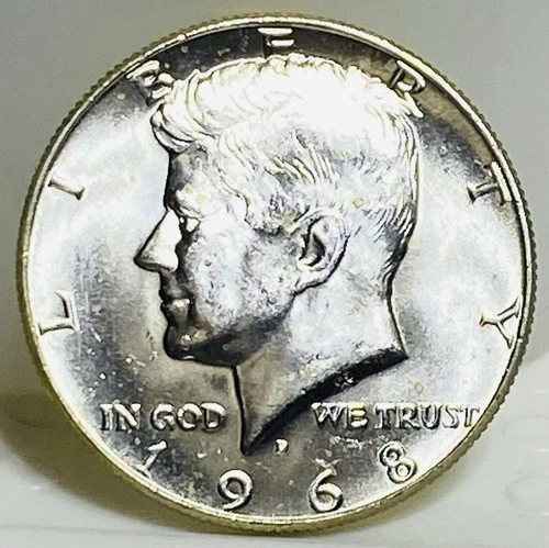 1968 D Kennedy Half Dollar  - 40% SILVER - CHOICE BU !  LOW 1.49 Shipping Too!