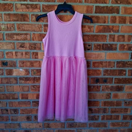 Girls Wonder Nation Pink Rib Tank Tulle Tutu Dress Girl's Size Large 10-12 Plus