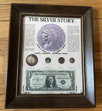 The Silver Story Framed Silver Coin Display With Silver Granules