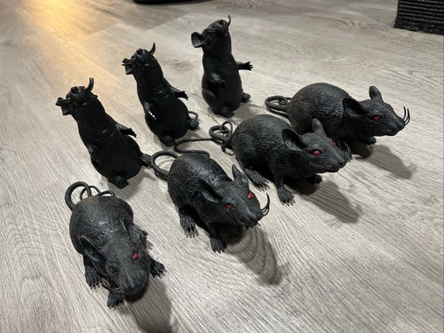 Halloween drückbare quietschende schwarze Ratte Menge 7