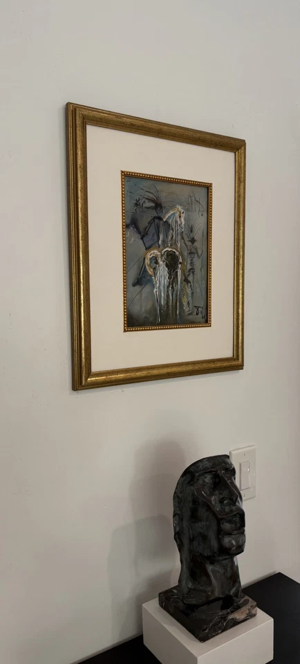 Salvador Dalí Acuarela / Gouache sobre Papel 1904-1989 En Estilo Firmado a Mano Foto 4 de 4