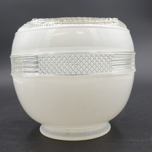 Vtg Art Deco 6” White and Clear Glass Pendant House Ceiling Light Shade Textured - Picture 11 of 17
