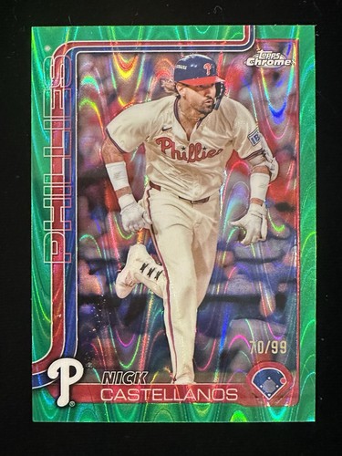 2025 Topps Series 2 Nick Castellanos 70/99 Green Ray Wave Refractor Phillies