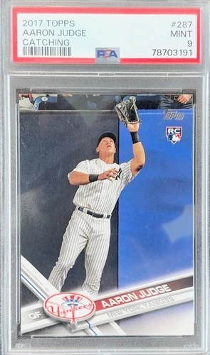 2017 Topps Aaron Judge Rookie Card Catching #287 PSA 9 MINT