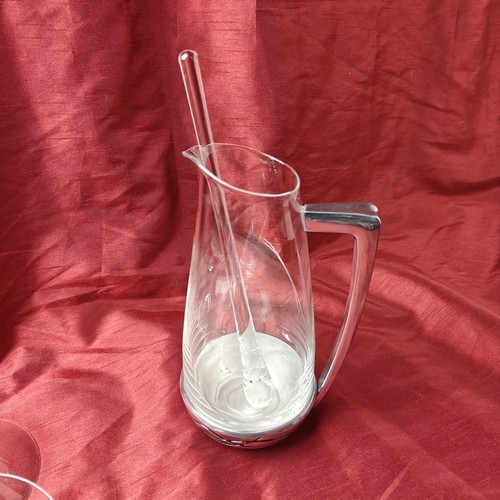 4 Piece Lenox Vibe Stemless Martini Glasses Pitcher & Muddler Metal Base Barware - Picture 14 of 14