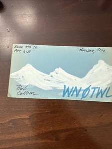 Hand Painted QSL Radio Card From Boulder co. 1969 WIN0TWL HAM RADIO