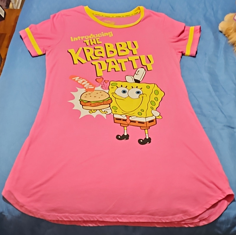 Nickelodeon SpongeBob Girls L (14-16) Pink Short Sleeve Sleepshirt Gown