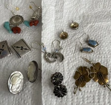 Lot: 18 Pieces, Sterling (Many Native A.) Some Signed P. Earrings, 2 Brass, Read