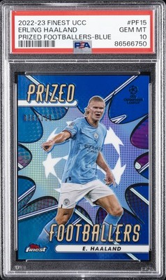2022-23 BLUE REFRACTOR #PF15 ERLING HAALAND 36/150 PSA 10