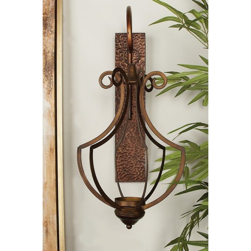 Bronze Metal Single Candle Wall Sconce - 13 x 12 x 25 Bronze 13 x 12 x 25