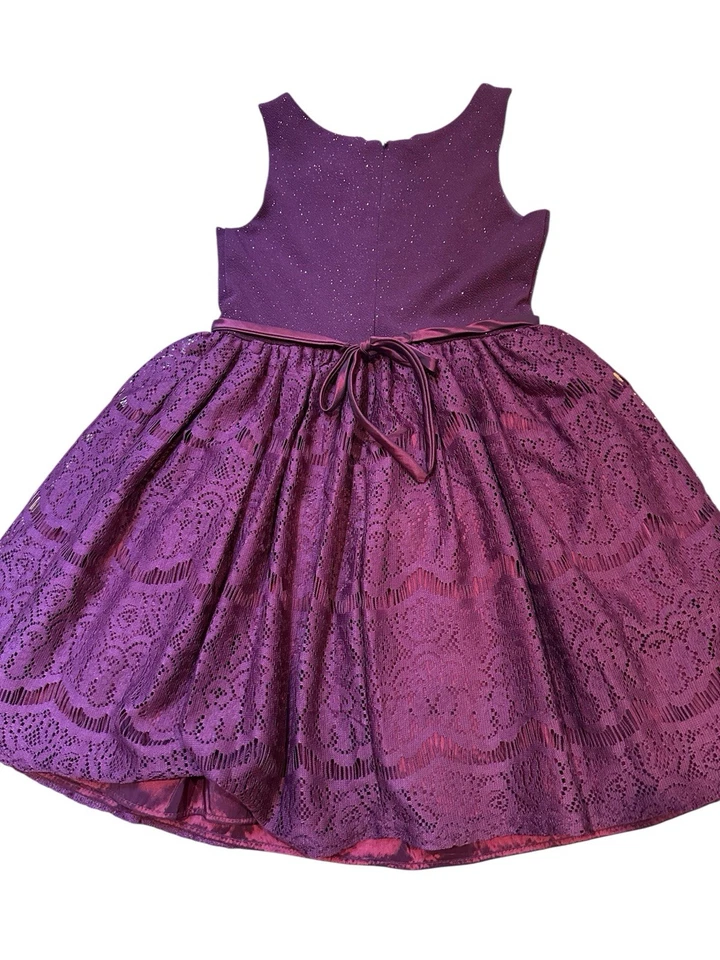 Vestido de princesa feminino tamanho 8, Emily West forrado roxo com laço acetinado - Imagem 2 de 4
