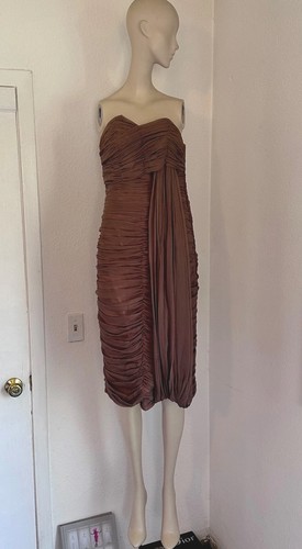 Vintage 50er Jahre POLMARKs MAUVE TRANSPARENT CHIFFON GERAFFT RAFFUNG KORSETT COCKTAILKLEID - Bild 12 von 23