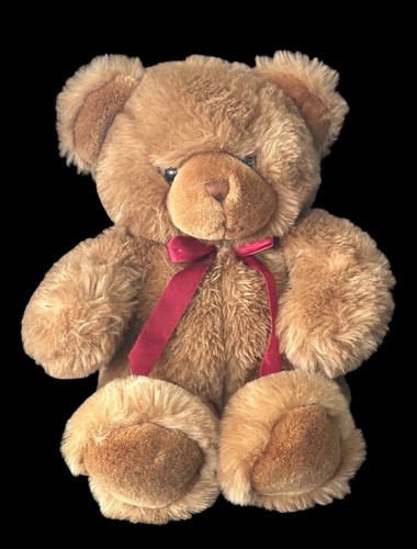 Oso de peluche Mary Meyers 1994 marrón felpa granate arco de colección Juguete de peluche 15 pulgadas - Imagen 9 de 19