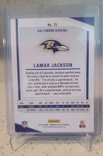 ⛽️⛽️⛽️🏈 Lamar Jackson 22/25 Black 2024 Panini Donruss Elite Gorgeous No. 75 - 第 6/6 張圖片