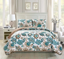 Fancy Collection 3pc Oversize Quilted Coverlet Bedspread Set New (King/Califo...