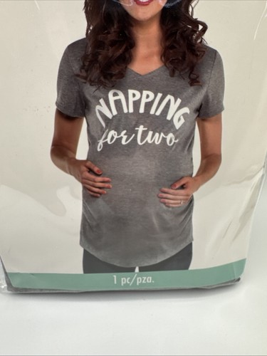 Maternity Womens Short Sleeve Napping For Two T-shirt L/XL J1 - Picture 4 of 8