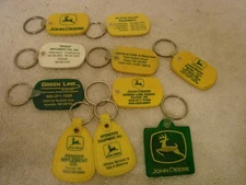 10 DIFF. JOHN DEERE VINTAGE KEY CHAINS NEBRASKA TOWNS WAHOO-CRETE-NORFOLK-SEWARD