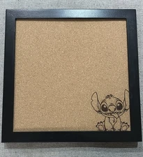 Disney Inspired Stitch Pin Board Cork board 12x12 framed 
