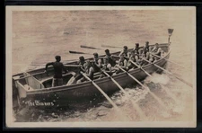 RPPC Postcard uss ohio battleship marine race boat crew winners c1920s