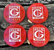 Vtg FUNKS G Hybrid Corn Seed Driveway Reflector Set Advertising Farm Equipment