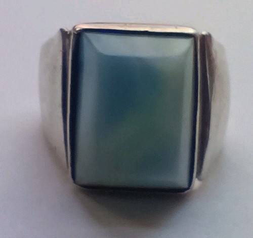 Massiver 925 Sterling Silber Larimar Herren Siegelring Größe 11 /69/ - Bild 2 von 6