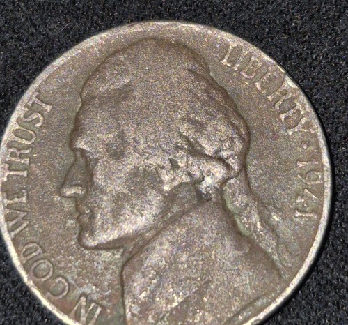 1941 US Jefferson Nickel - No Mint Mark - Color + Rim Errors - A Unique Piece! - Picture 5 of 17