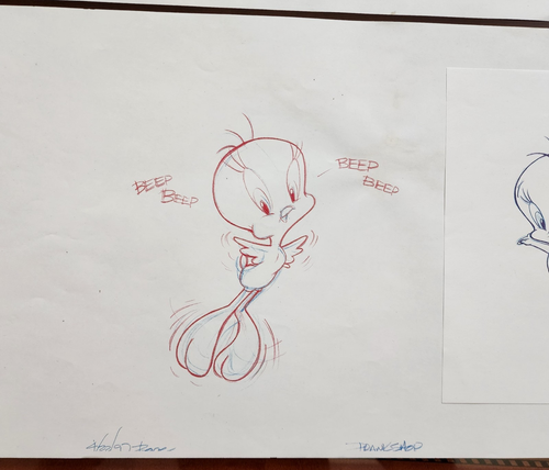 FRED BODE Tweety Vogel original signiert Konvolut 3 Zeichnungen/Skizzen - Bild 3 von 4