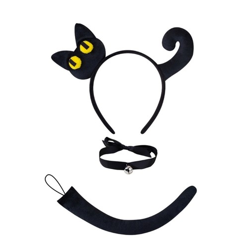 Animal Ear Headband Tail Ribbon Choker Tail Skirt Face Sticker for Women Girl - Picture 14 of 20
