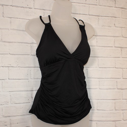 La Blanca Island Goddess Black Strappy-Back Underwire Tankini Top Size 6 $91 NWT - Picture 6 of 10
