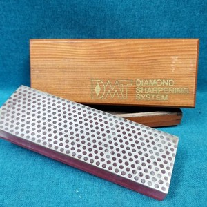 Vtg DMT Diamond Sharpening System Sharpener In Wood Case 6" Red/Fine
