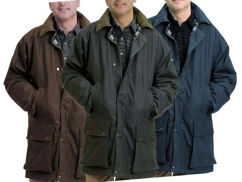 Mens Padded Wax Jacket waxed Coat 100% Waxed Cotton Country Hunting S-5XL