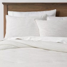 NEW King Space-Dyed Cotton/Linen Comforter Sham Set - Luxurious Light Gray