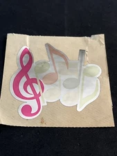 Vintage Hambly Mylar MUSIC NOTES Sticker - Rare & HTF