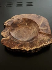 Vtg Alabaster Ashtray Bark Edge Heavy