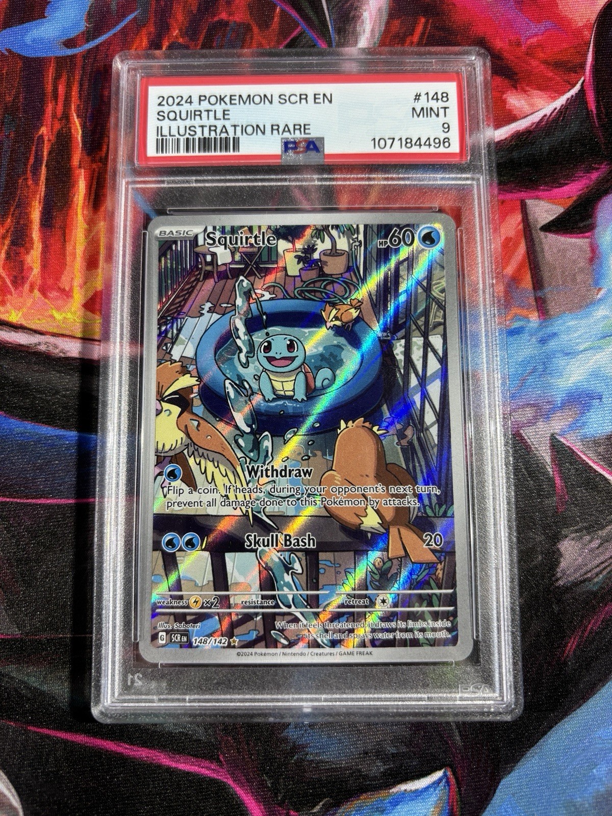 Pokemon Squirtle 148/142 Sv07 Stellar Crown Illustration Rare Holo EN PSA 