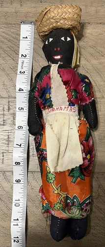 Vintage 1960s? Islander Island Bahamas Souvenir Doll With Basket And Fruit Women - Picture 10 of 17