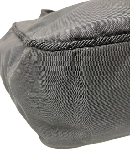 Prada Black Beaded Logo Nylon Handbag Double Top Handle Authentic Zip Closure - Picture 8 of 10