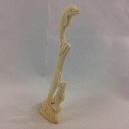 Dolphin With Her Babies Hand Carved From Solid CamelBone With Excellent Details - Picture 3 of 4