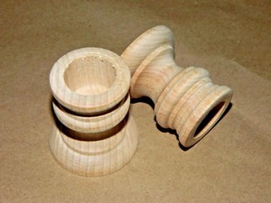 1-3-4-034-Taper-Candle-Holder-Set-Egg-Cup-Stand-2-pc-Lot-Raw-Unfinished-Wood-Craft